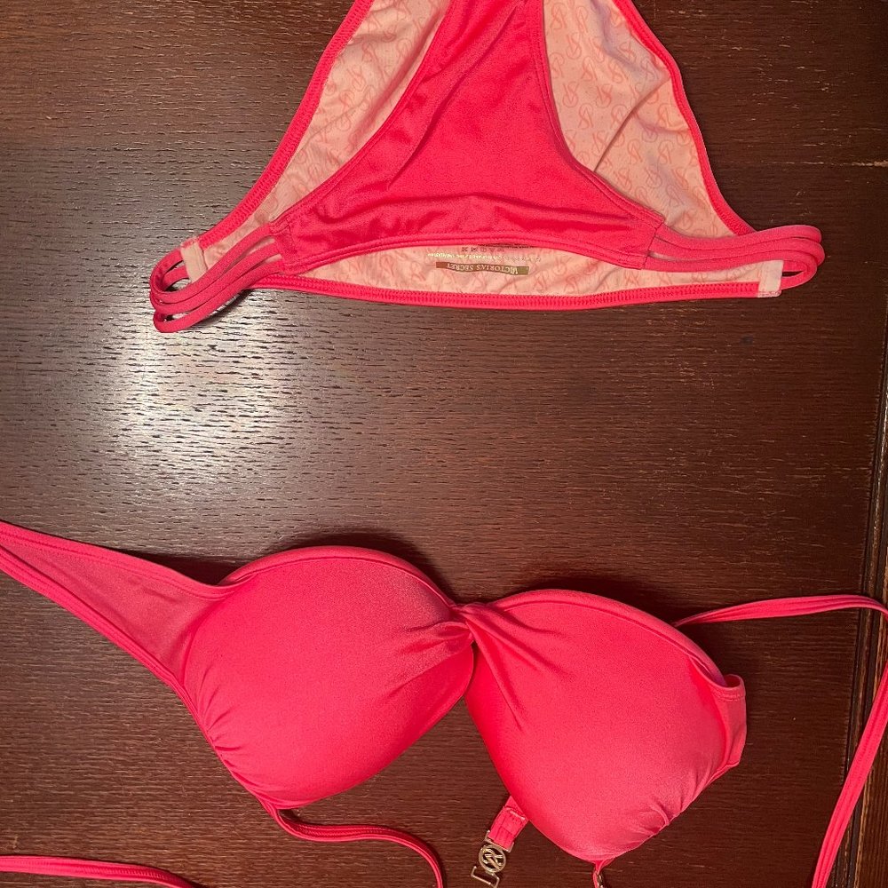 Victoria Secret Swim Pink Small Bottoms 34D Top